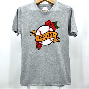 Baseball Mom Floral Tattoo Tee T-Shirt